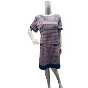 NWT Tommy Hilfiger Pink Blue Plaid Pattern Career Office Dress Size 14